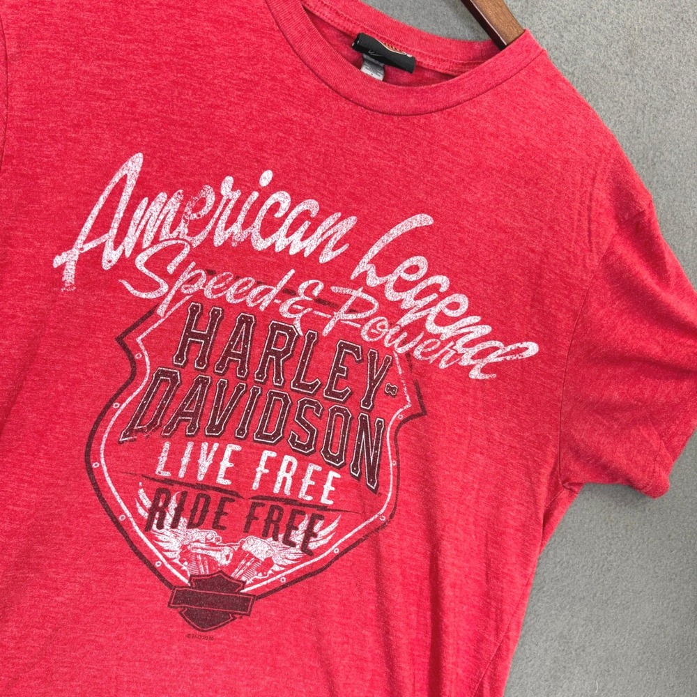 Harley-Davidson Shirt Men M Red American Legend Tecumseh MI Tri Blend Biker Tee